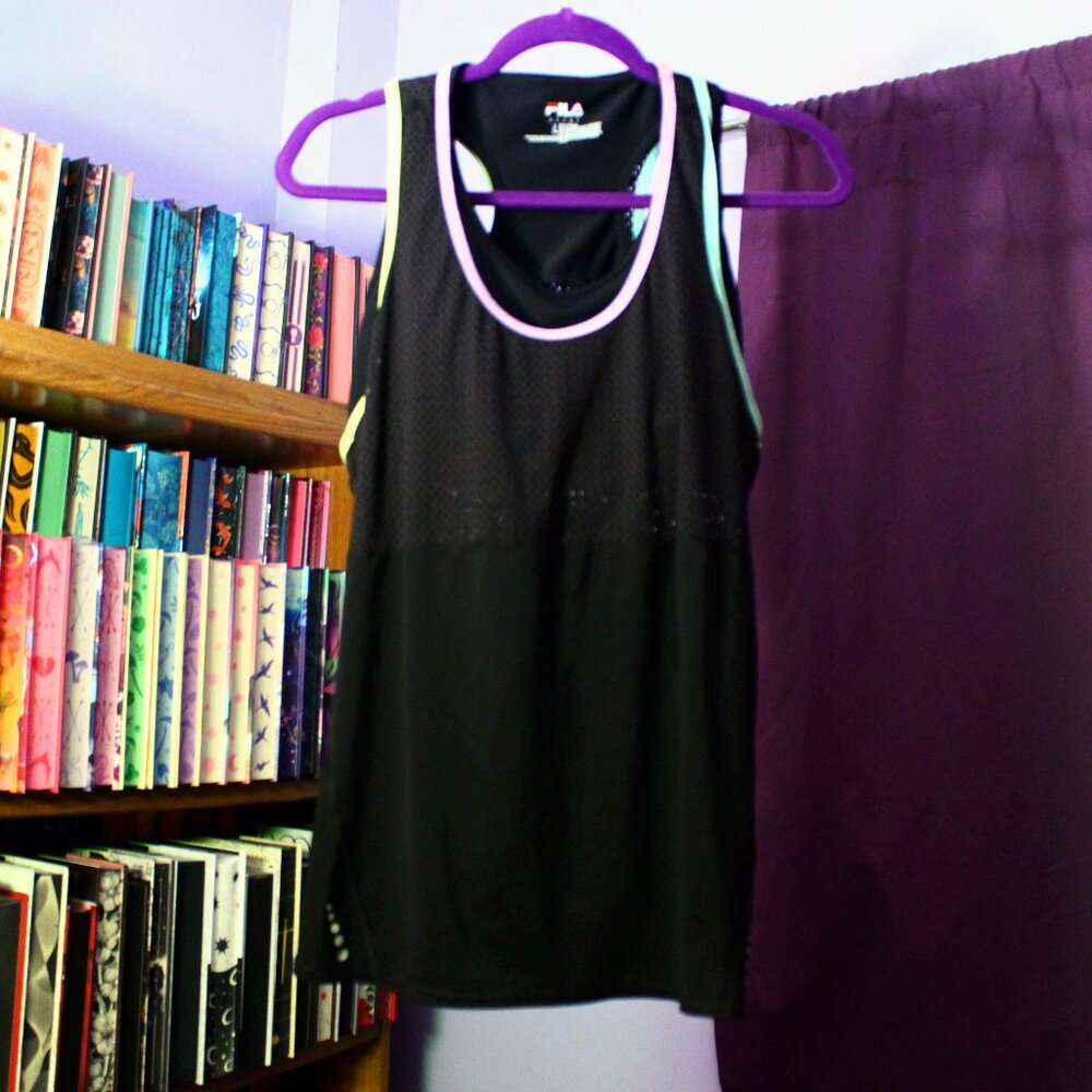 FILA Sport Black 2-in-1 Racerback Tank Top with Built-in Bra Size Large